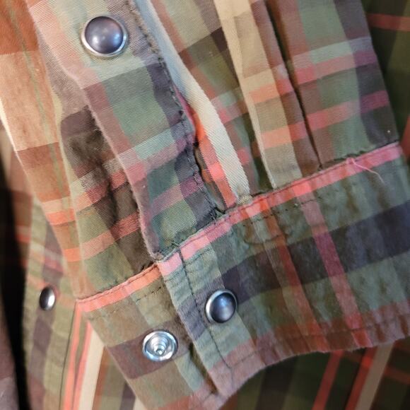 PrAna Men's Multi Plaid Long Sleeve Button Up Snap One Pocket Shirt Size Large - Picture 4 of 13